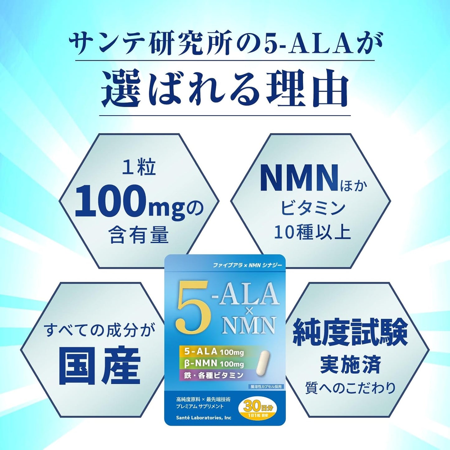 5-ALA (100mg) x NMN (100mg) シナジー(30粒入り)
