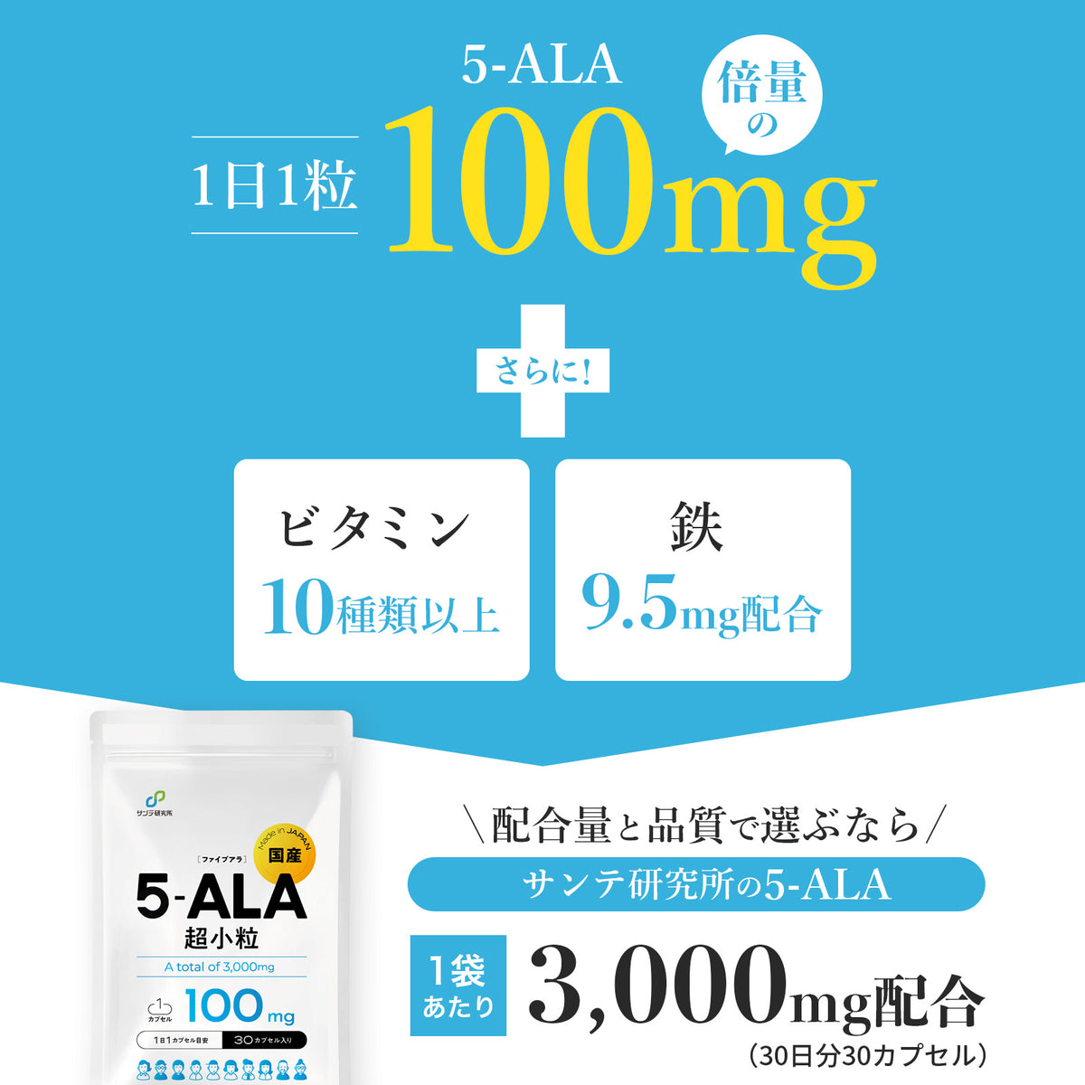 【数量限定！】5-ALA (100mg) x NMN (100mg) シナジー（30粒入り）