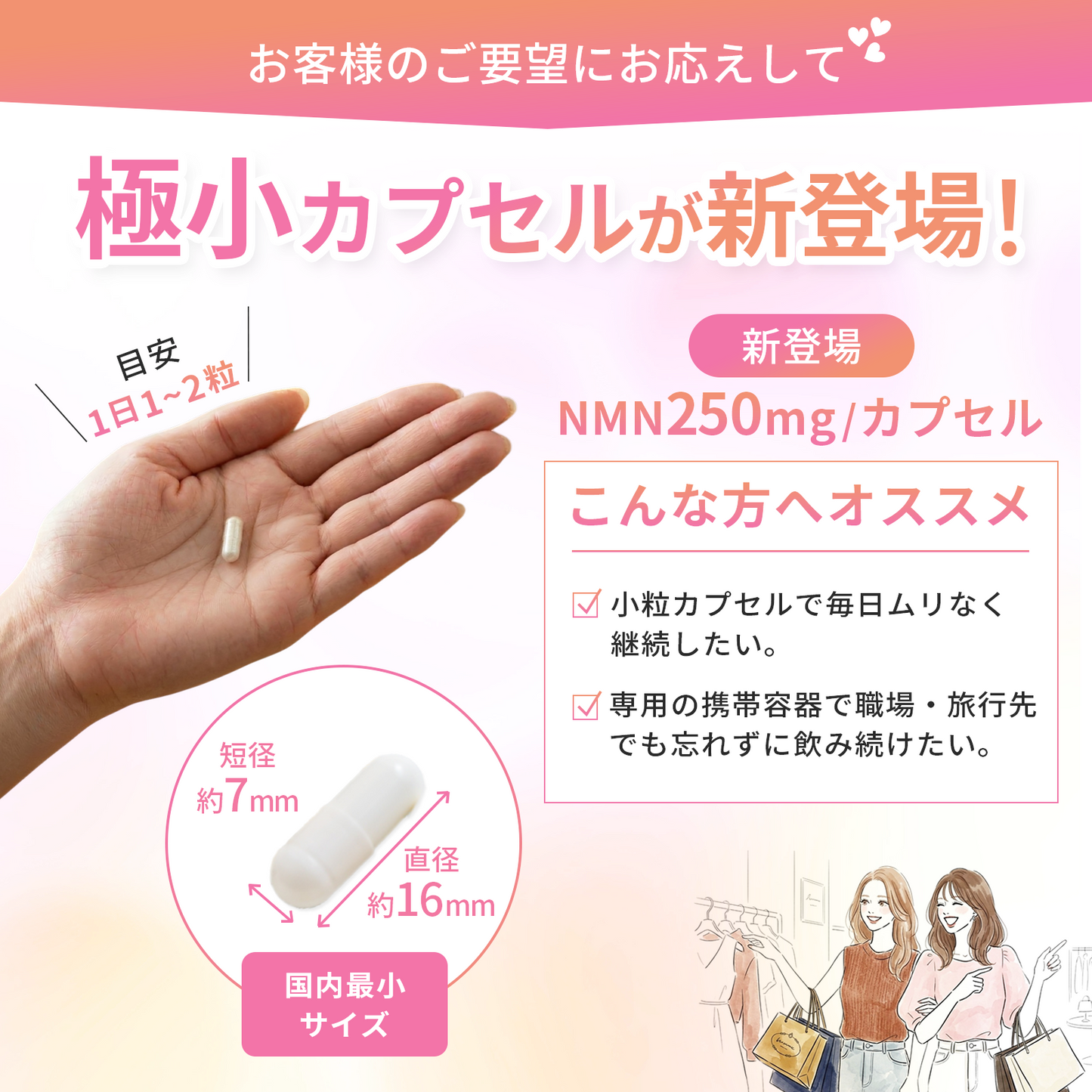 NMN 極小カプセル 完全無添加 国産 純度100% NMN 250 mg 腸溶性カプセル採用 (妊活AMH対策)