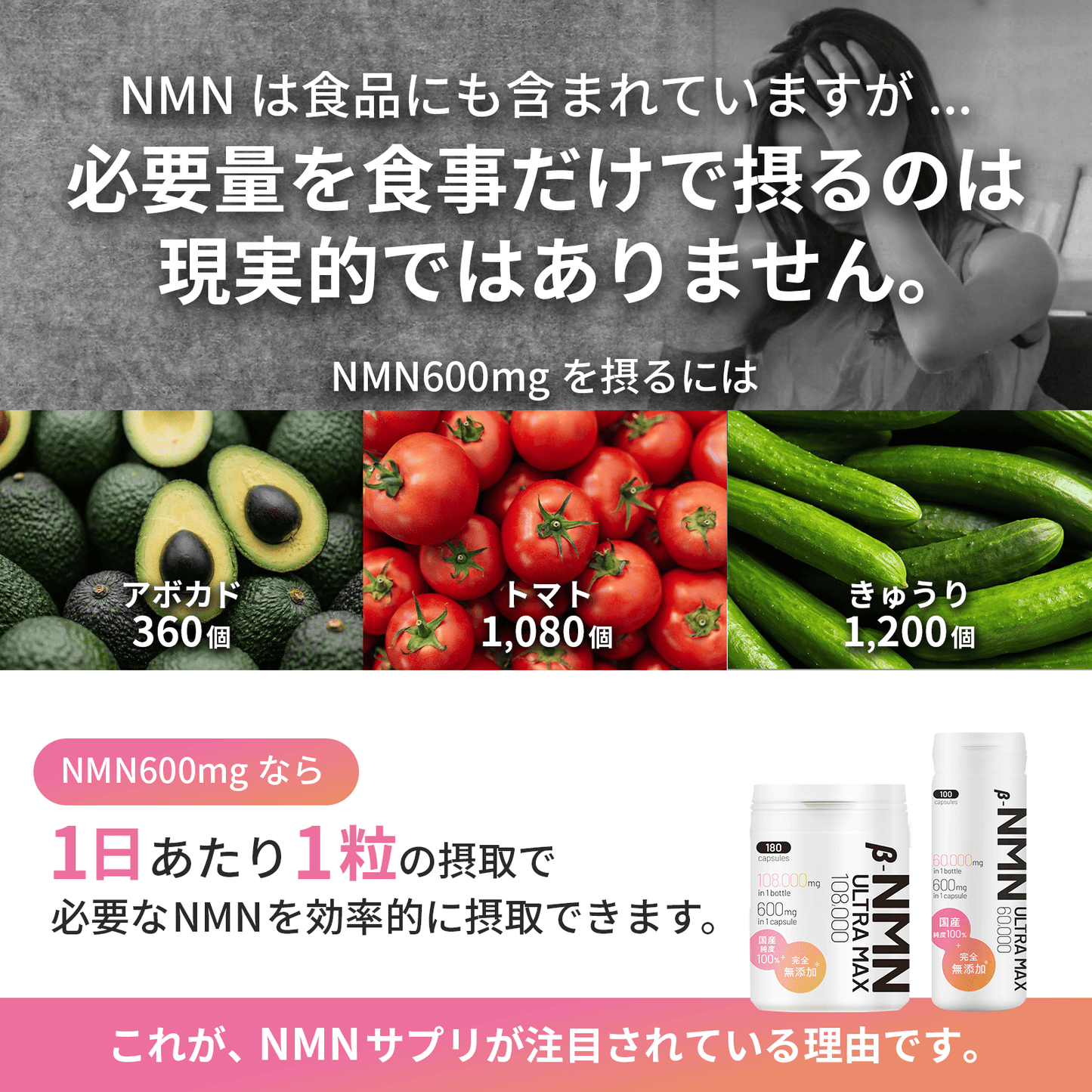 NMN 500mg (AMH Fertility Treatment) - 1 month supply, 100% additive-free