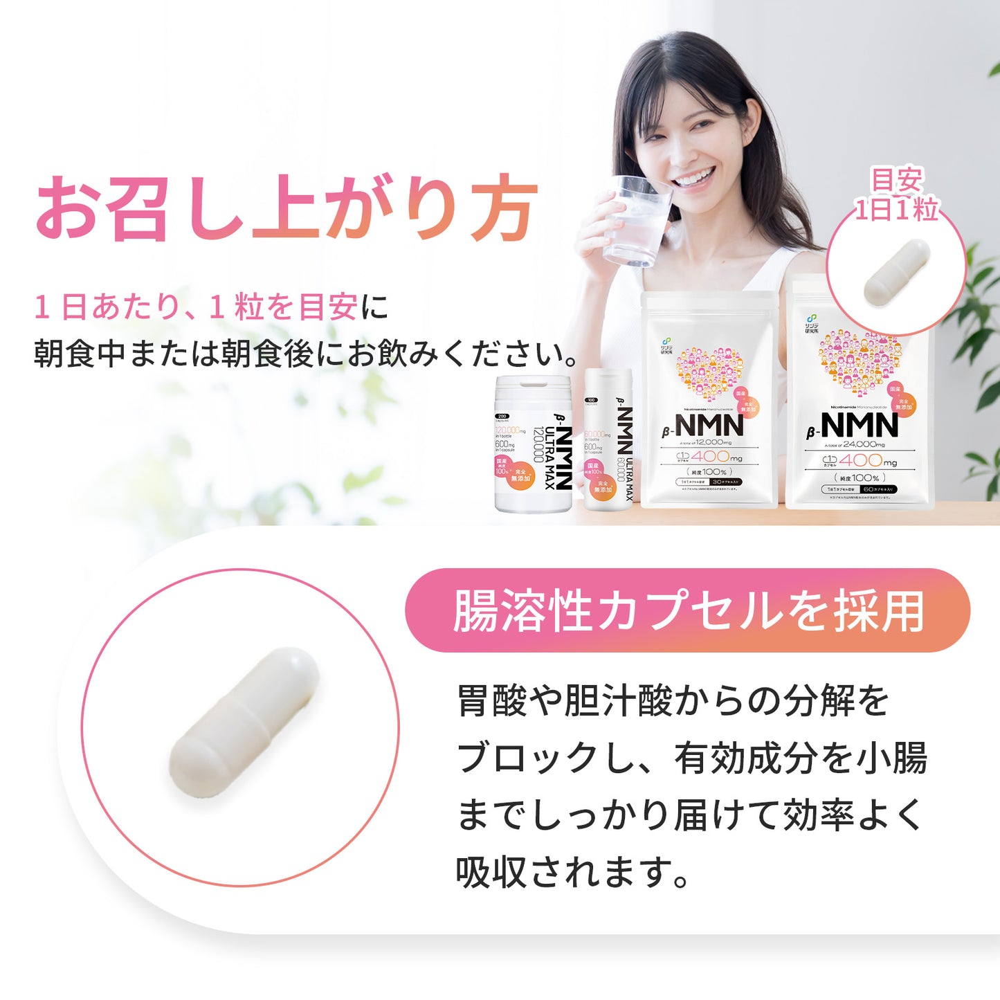NMN 120,000mg 完全無添加シリーズ 国産 純度100% 腸溶性カプセル採用 (妊活AMH対策)