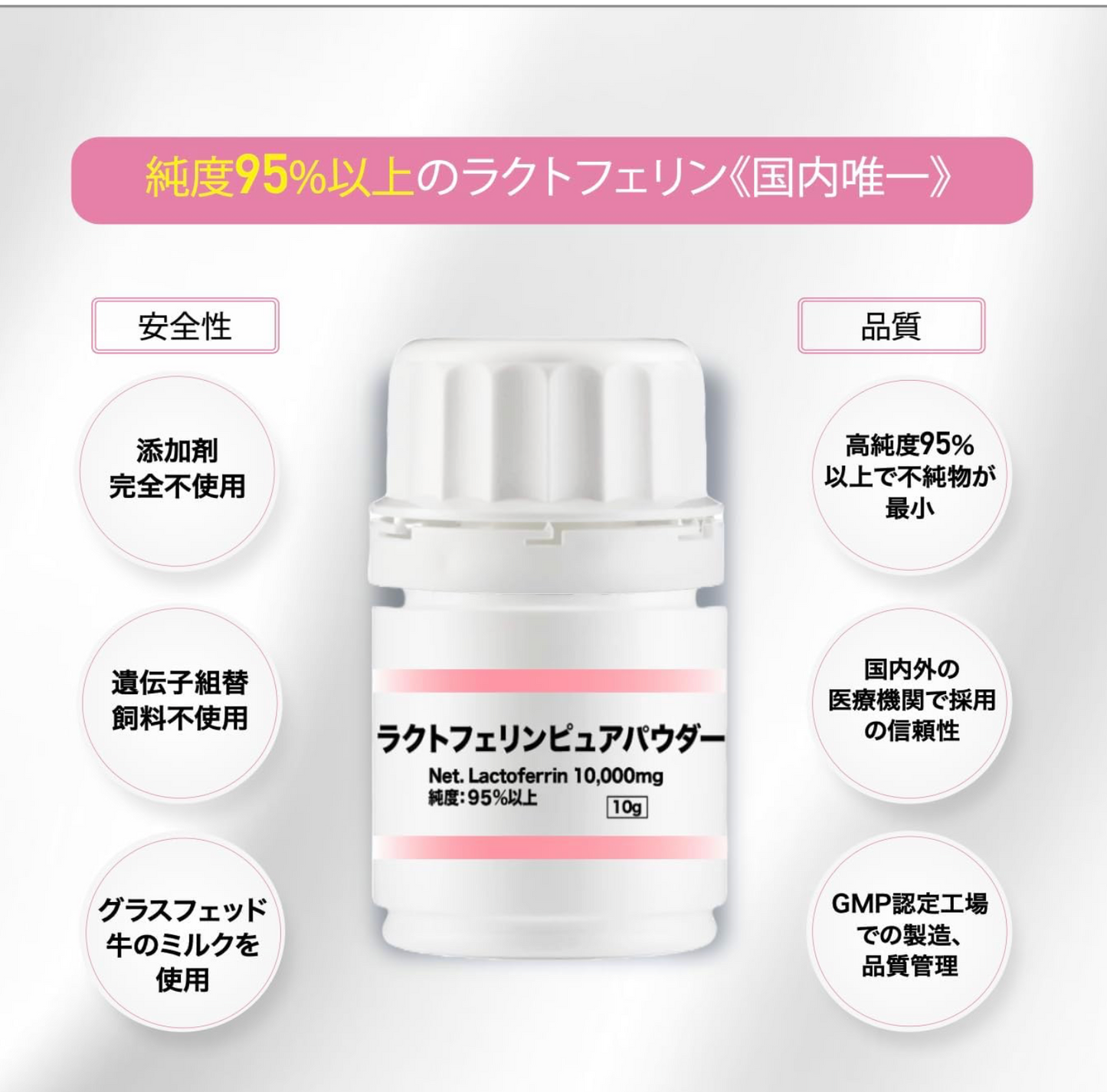 ラクトフェリンピュアパウダー 10,000mg（10g） 純度95％ 完全無添加