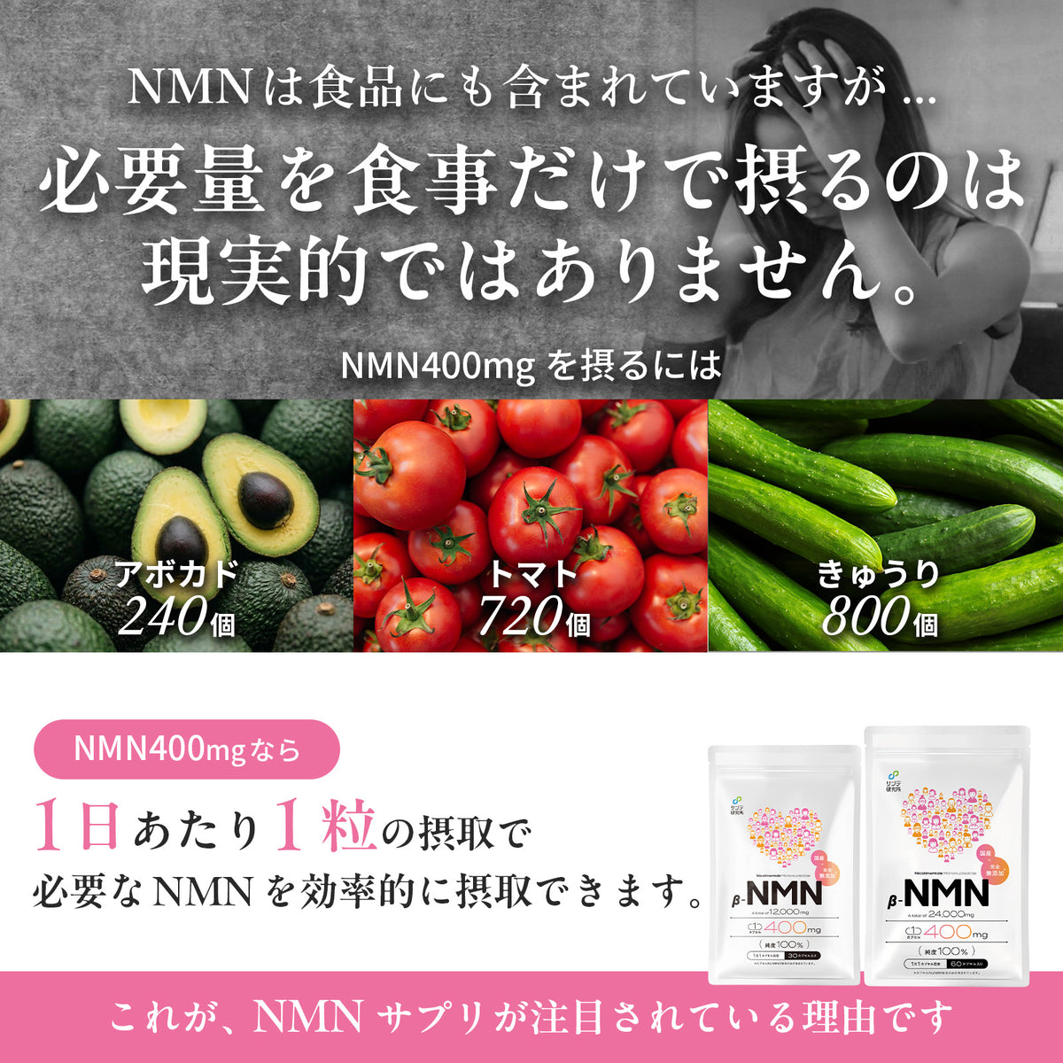 NMN 500mg (AMH Fertility Treatment) - 1 month supply, 100% additive-free